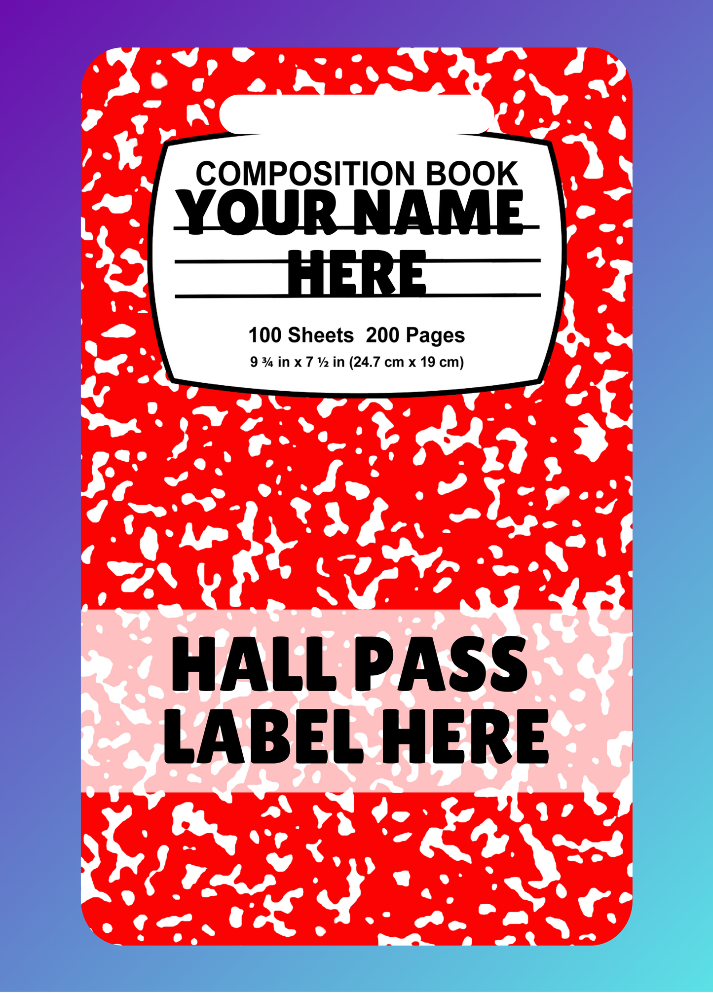 Composition Book Hall Pass