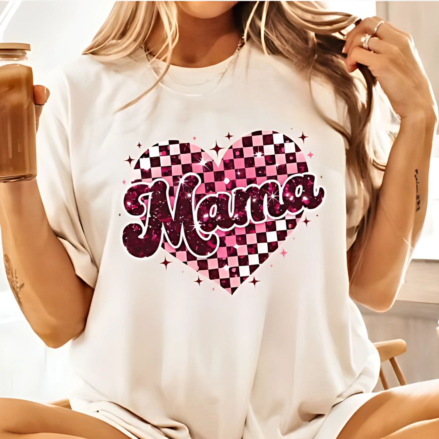 Mama Checkered Heart